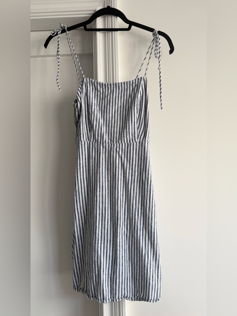 Old Navy Blue and White Striped Tie-Shoulder Midi Dress